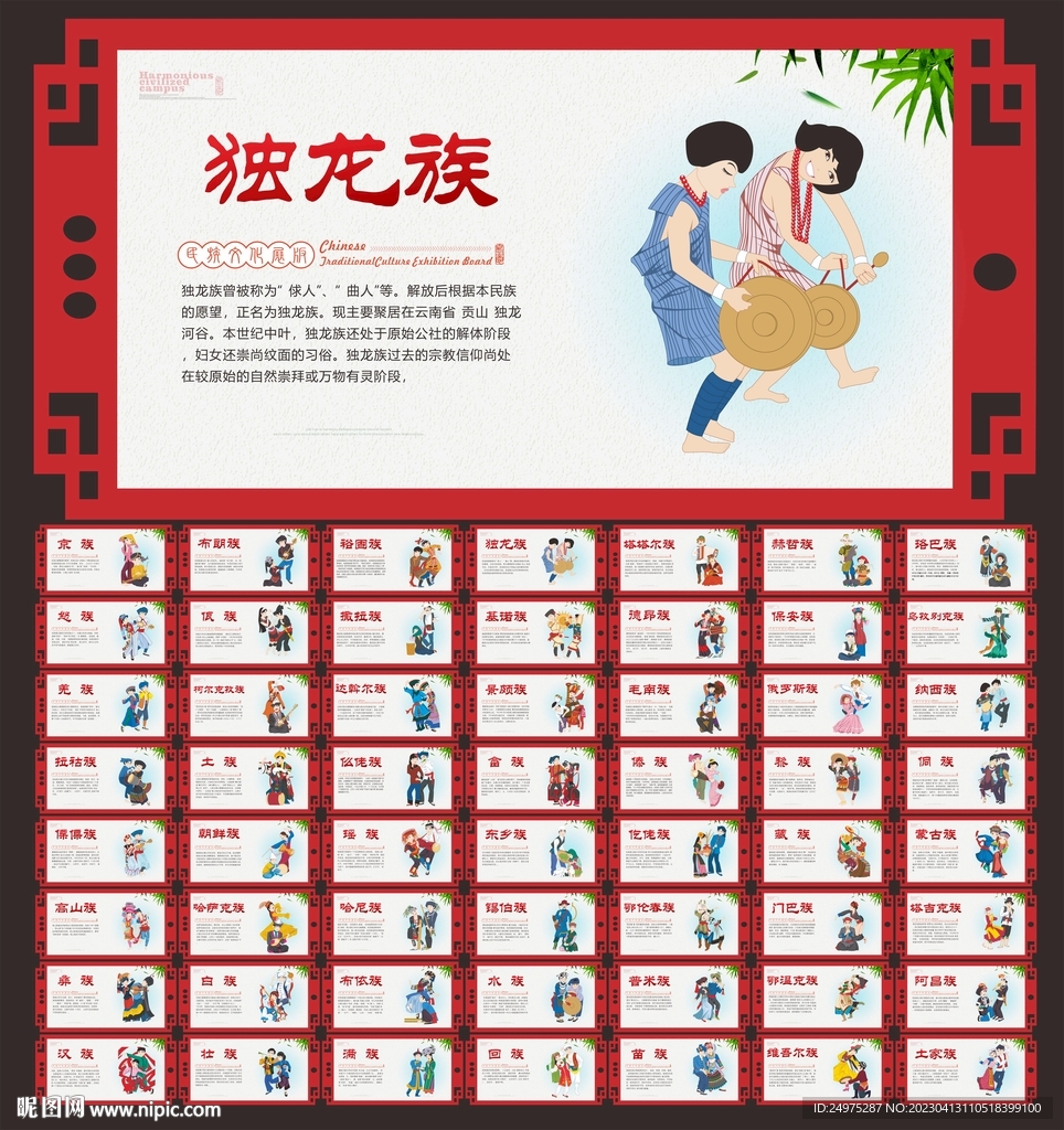 五十六个民族文化墙