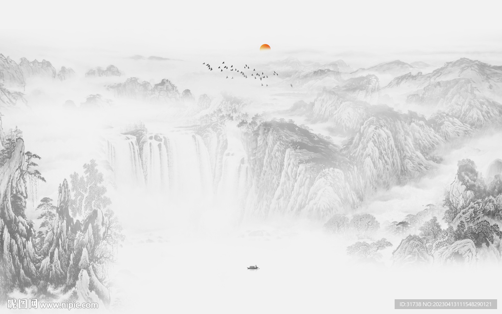 意境水墨山水画