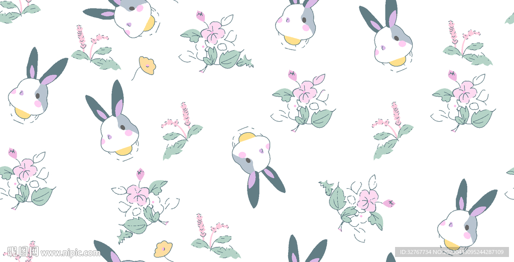 兔子 花朵