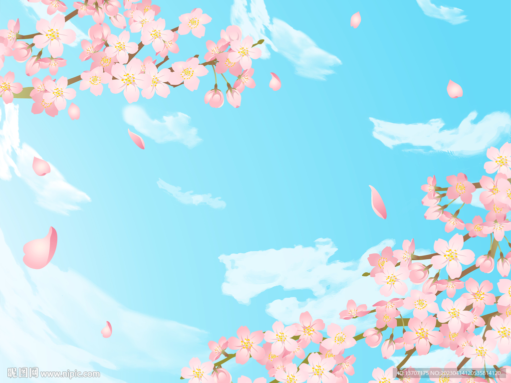 樱花蓝天背景