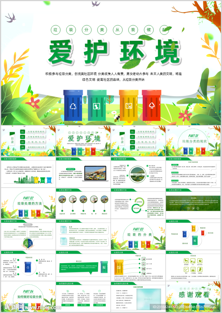 保护环境垃圾分类绿色环保PPT