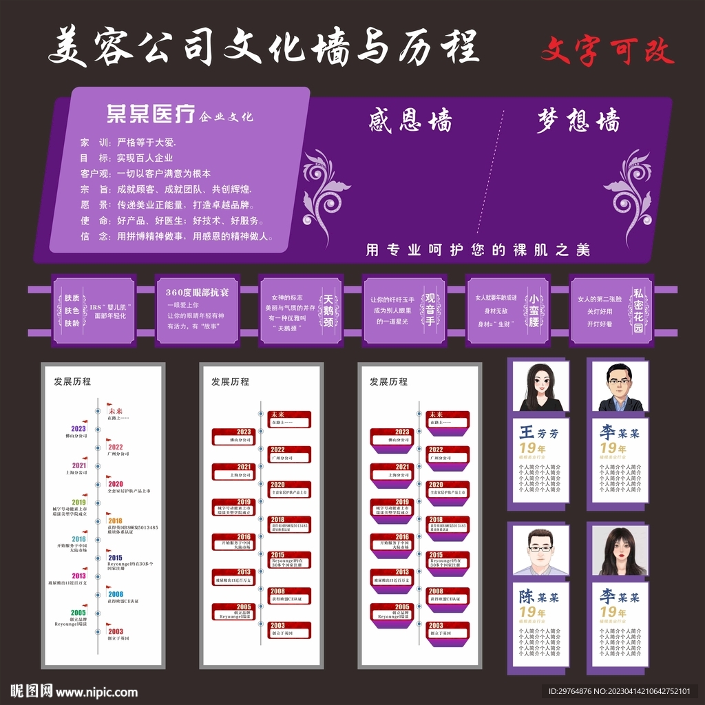 美容公司文化墙与历程