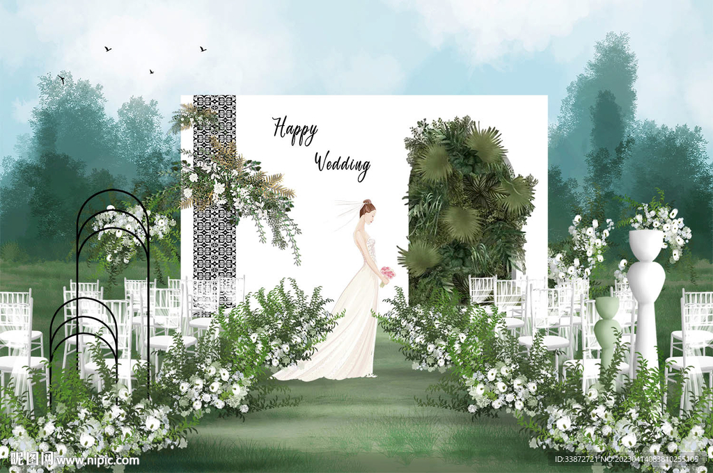 小清新婚礼迎宾区