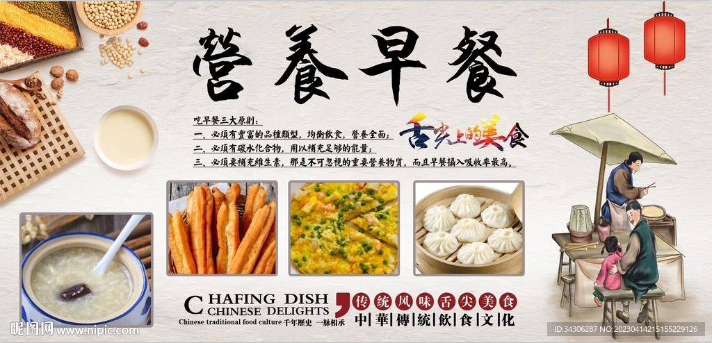 营养早餐背景墙