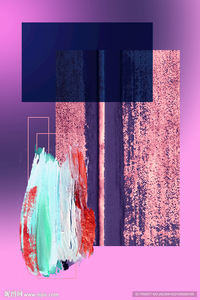 水彩方块时尚艺术挂画装饰画