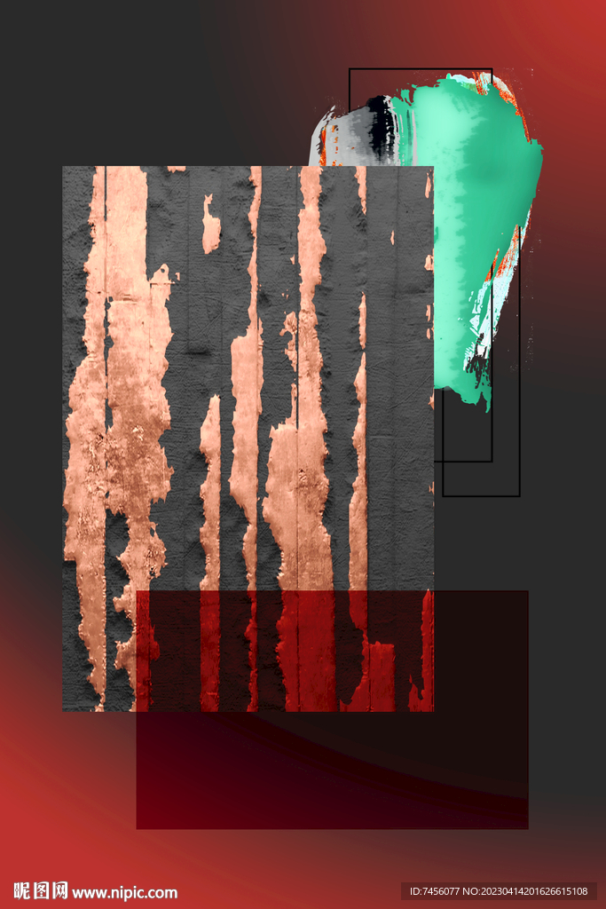 唯美几何水彩艺术方块挂画装饰画