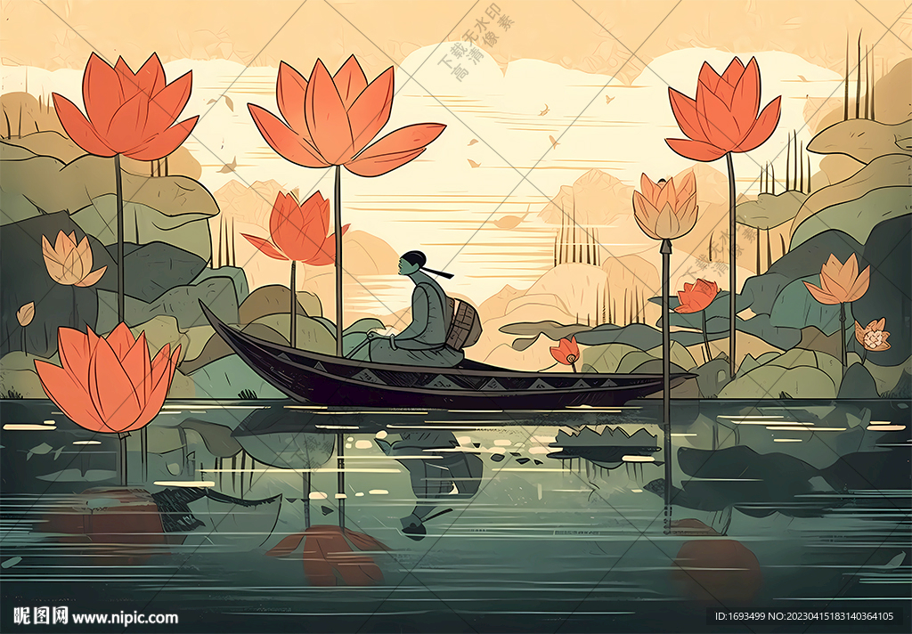 荷花抽象画