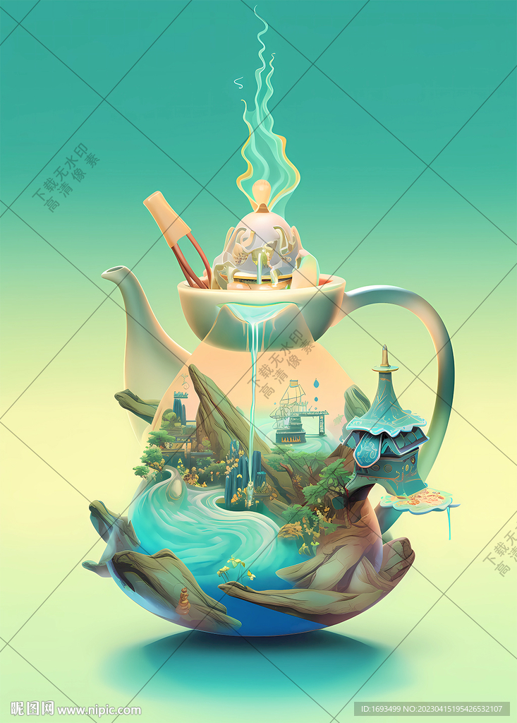 中国风茶叶插画