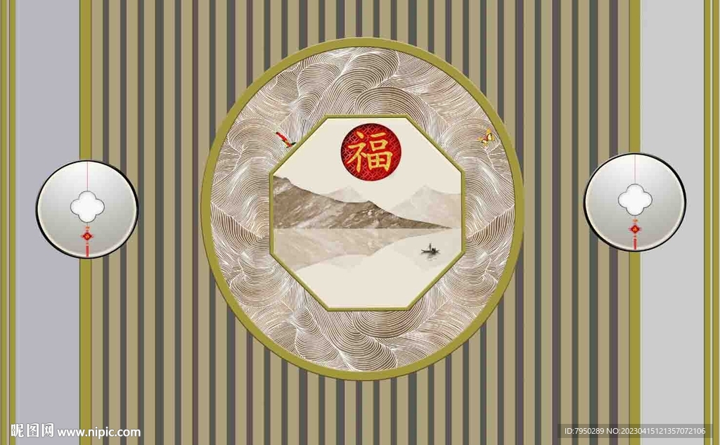 新中式背景墙  