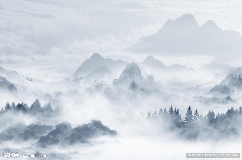 新中式山水背景墙