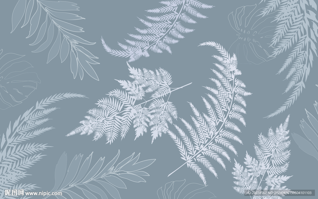 小清新植物复古欧式电视背景墙