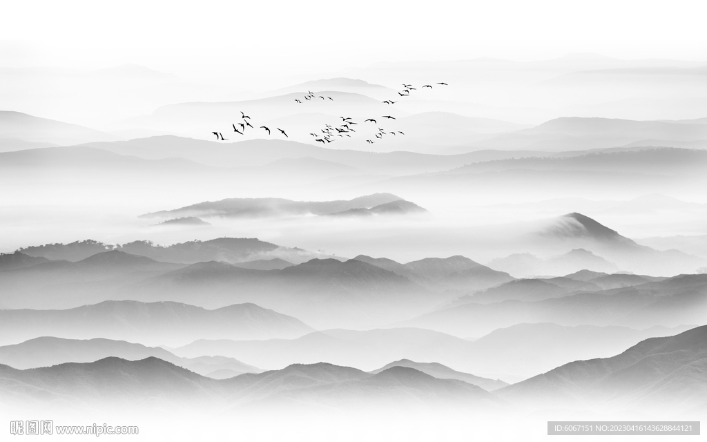 禅意水墨山水画