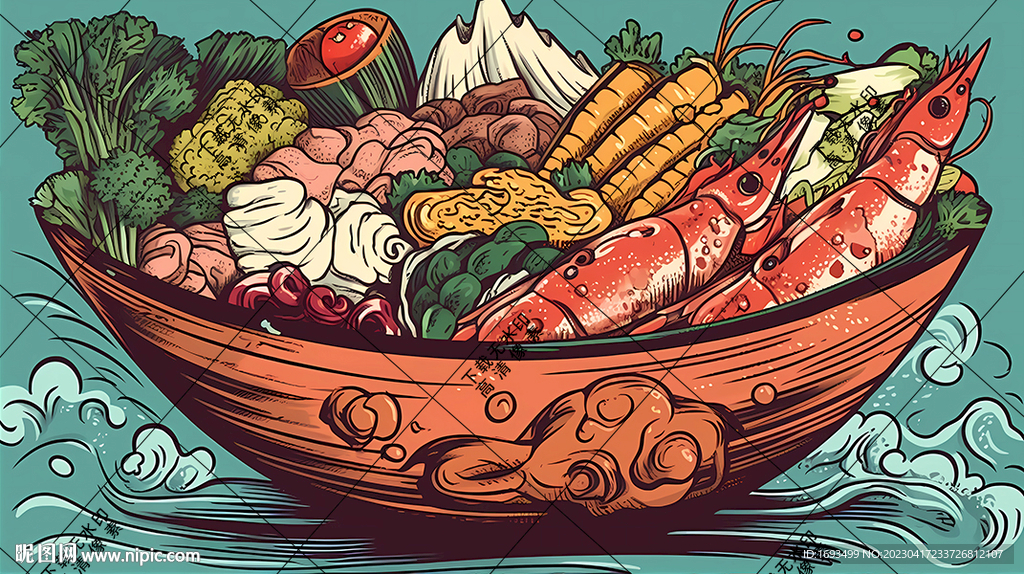 创意美食插画背景