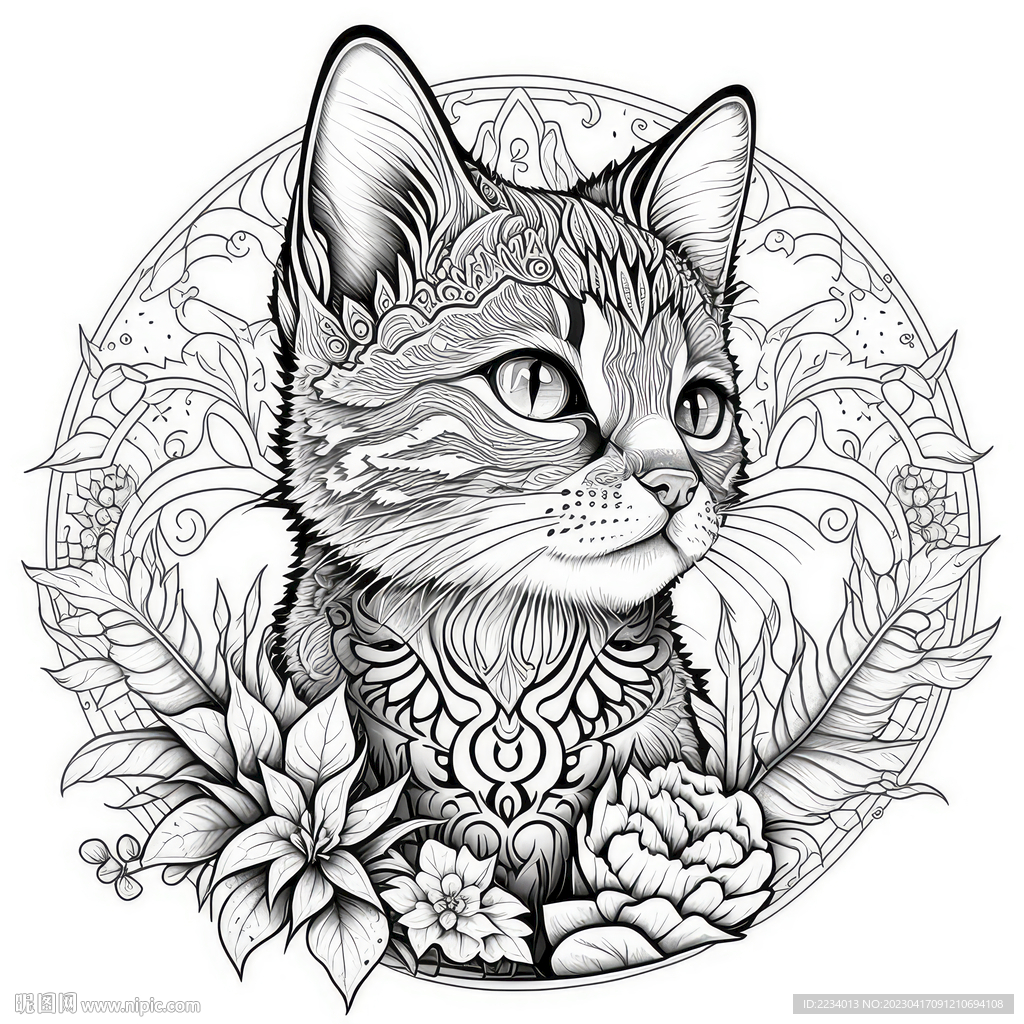圆形猫花纹