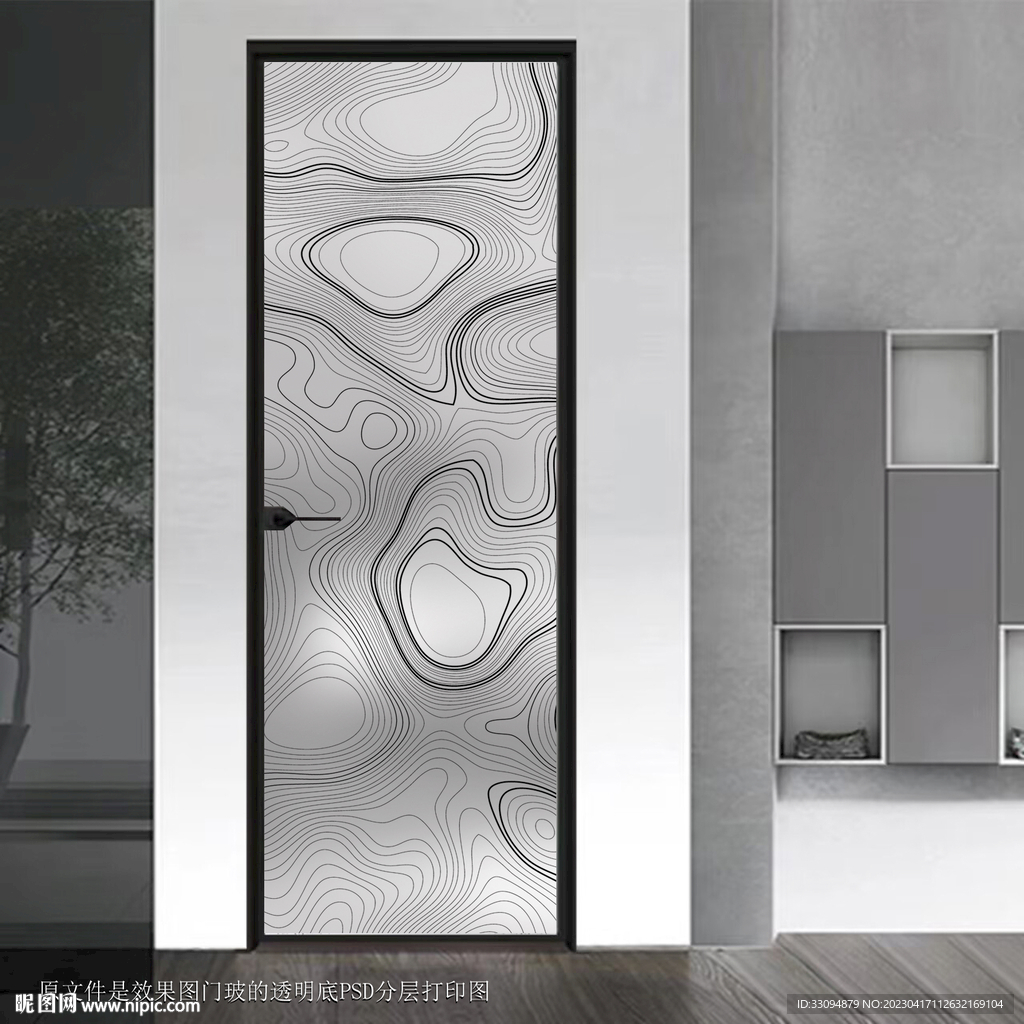 高清分层透明底平开门打印图