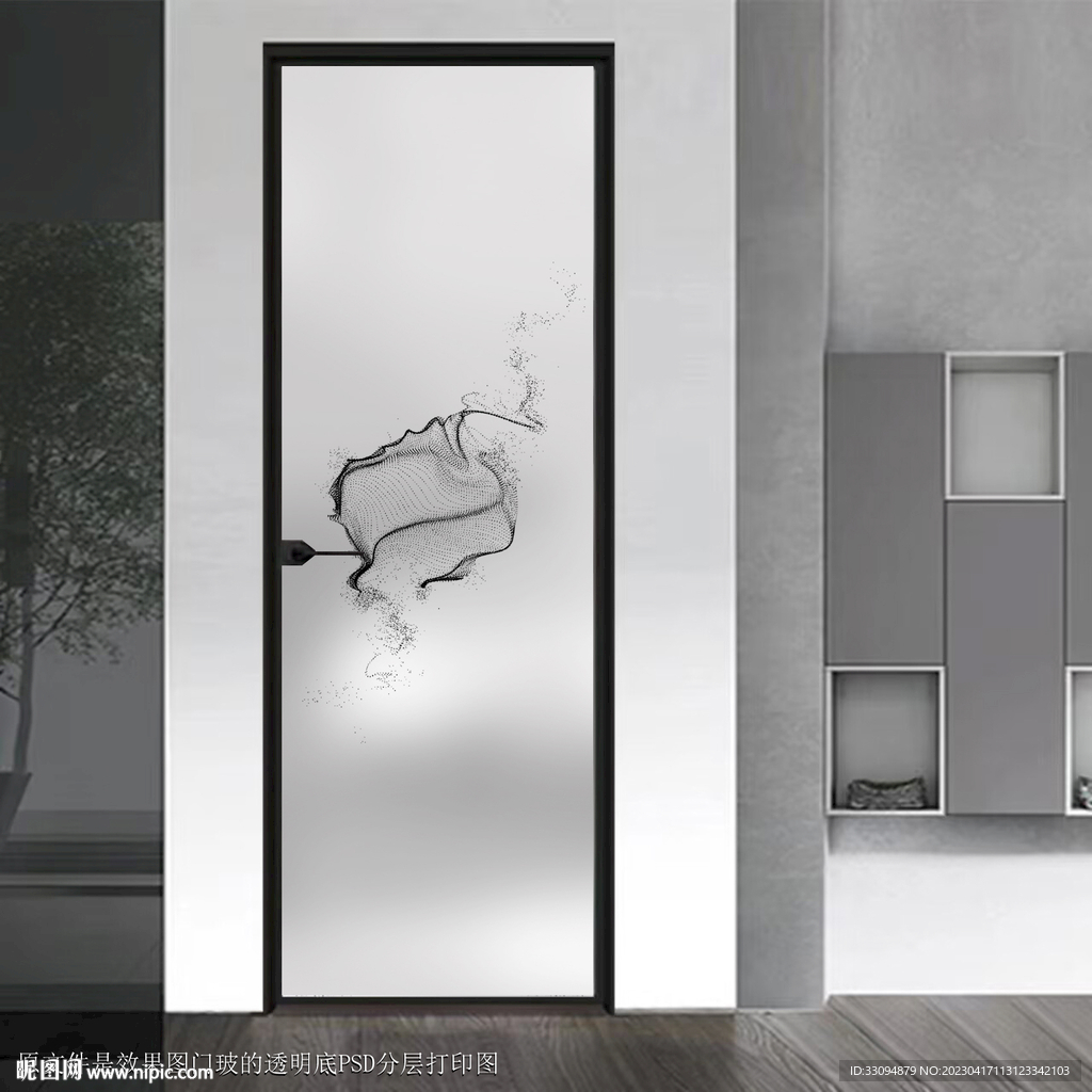 高清分层透明底平开门打印图