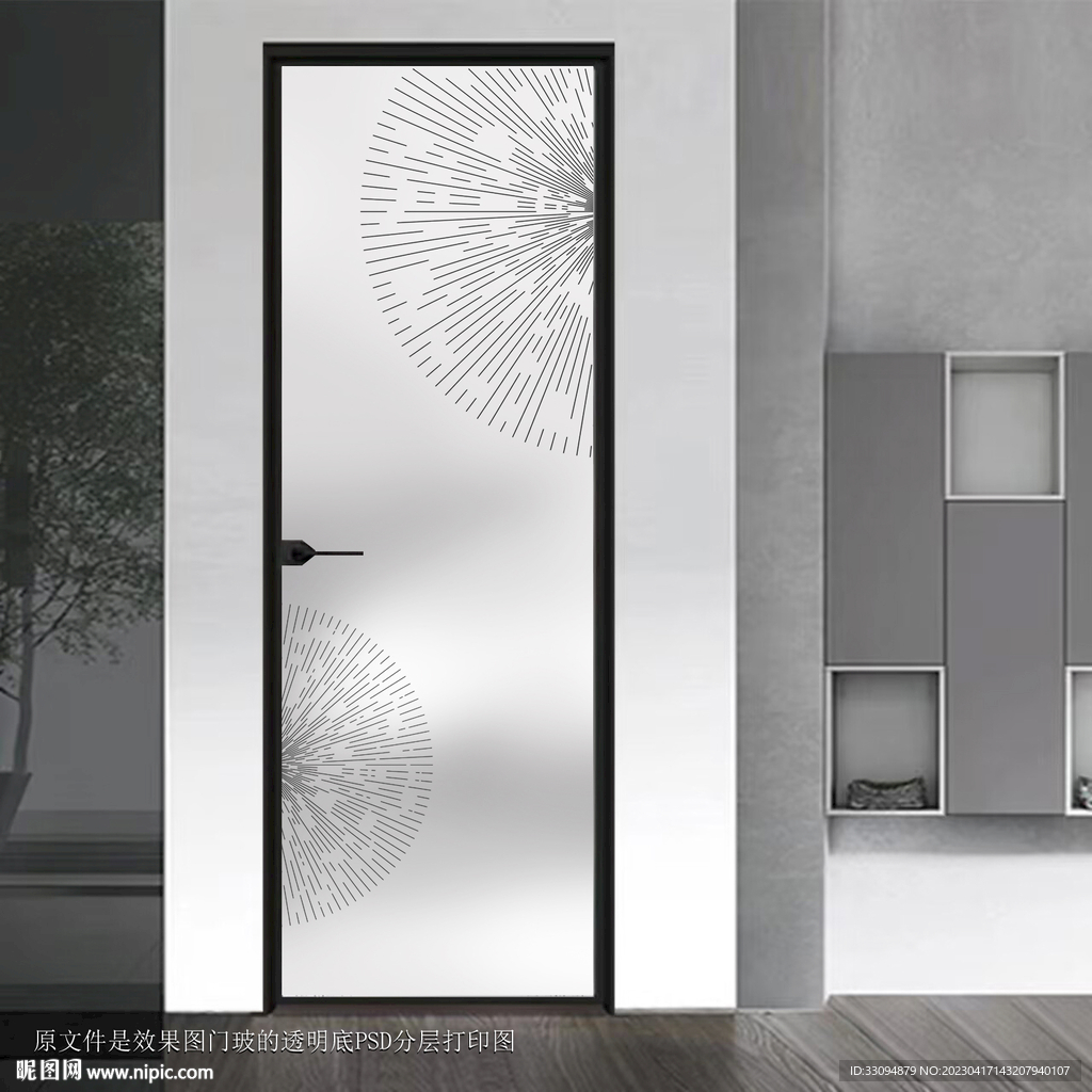 高清分层透明底平开门打印图