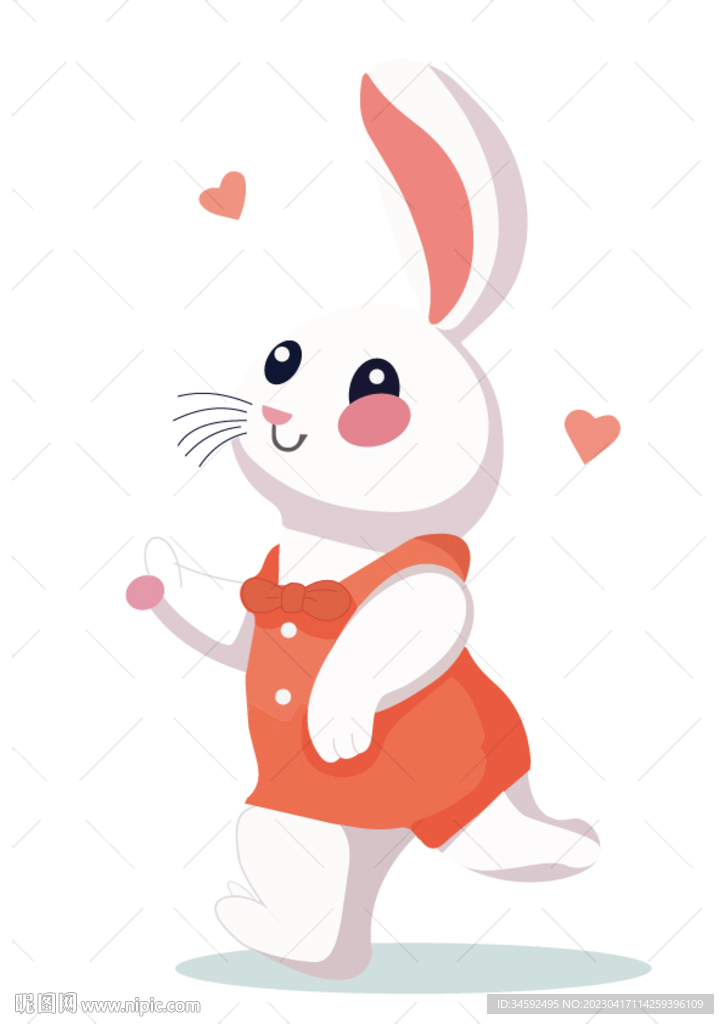 橙色开心的小兔子