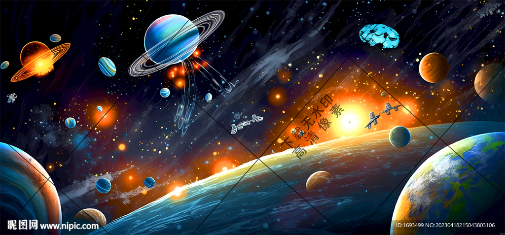 梦幻外太空星球宇宙银河星空背景