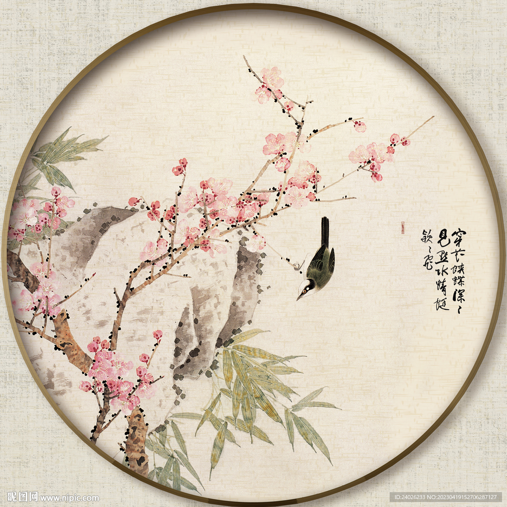 圆形花鸟图