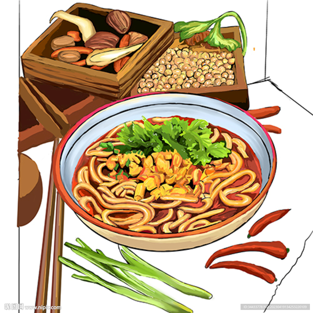 面条插画设计 包装