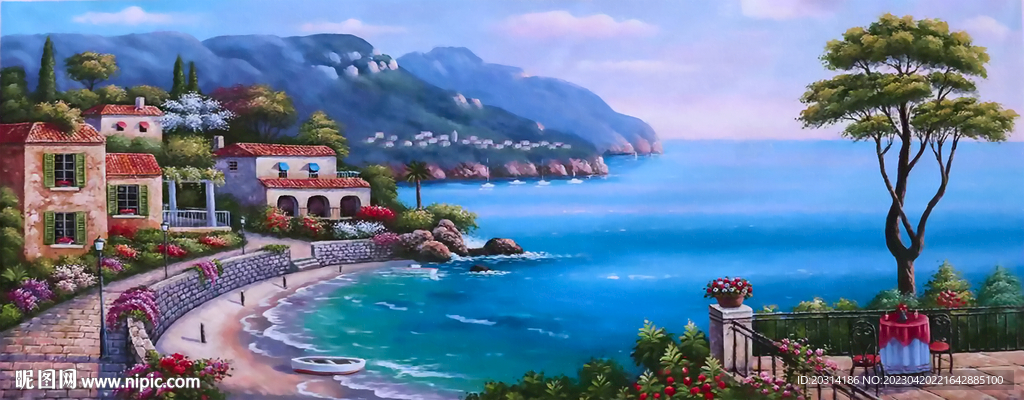地中海风景油画