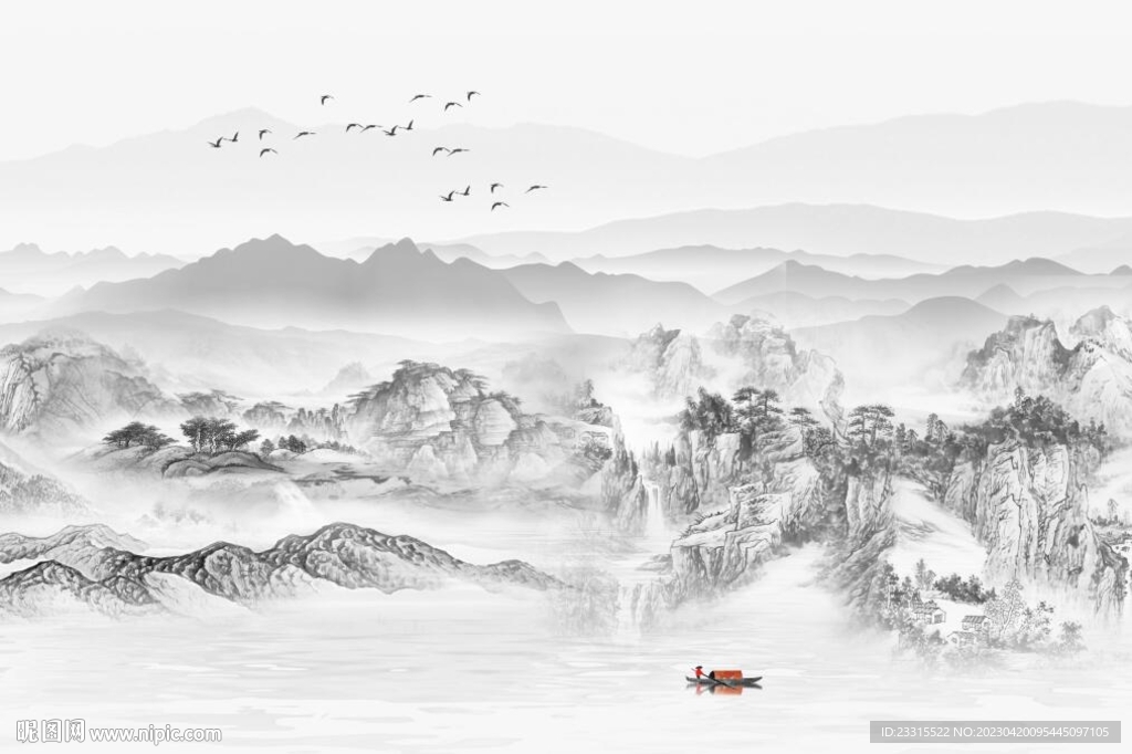 简约山水背景墙