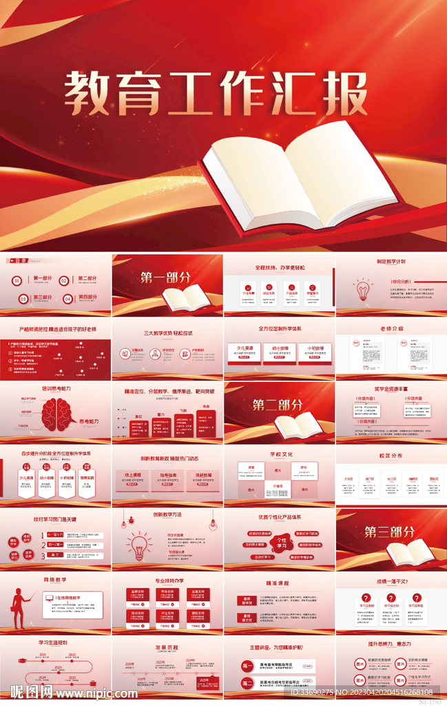 红色学校教育教学工作汇报PPT