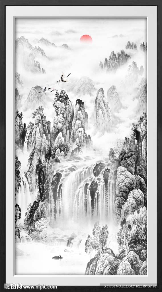 竖幅水墨画