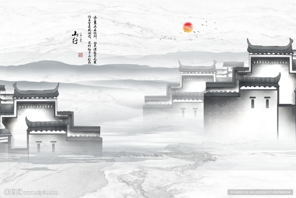 江南山水背景墙