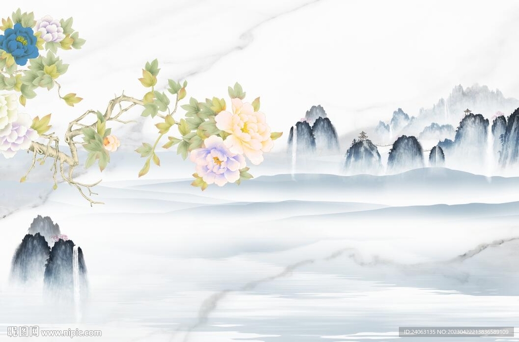 中式花鸟背景墙