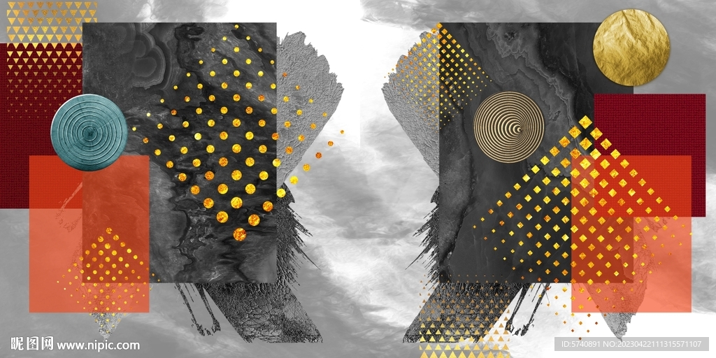 现代轻奢抽象几何装饰画