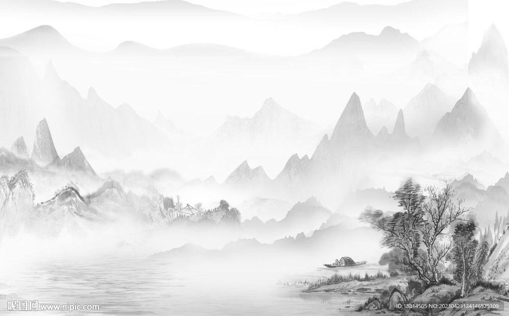 中式山水背景墙