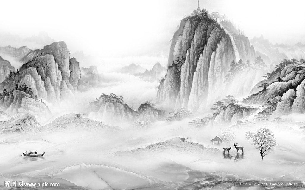现代 极简高清山水 TIf分层