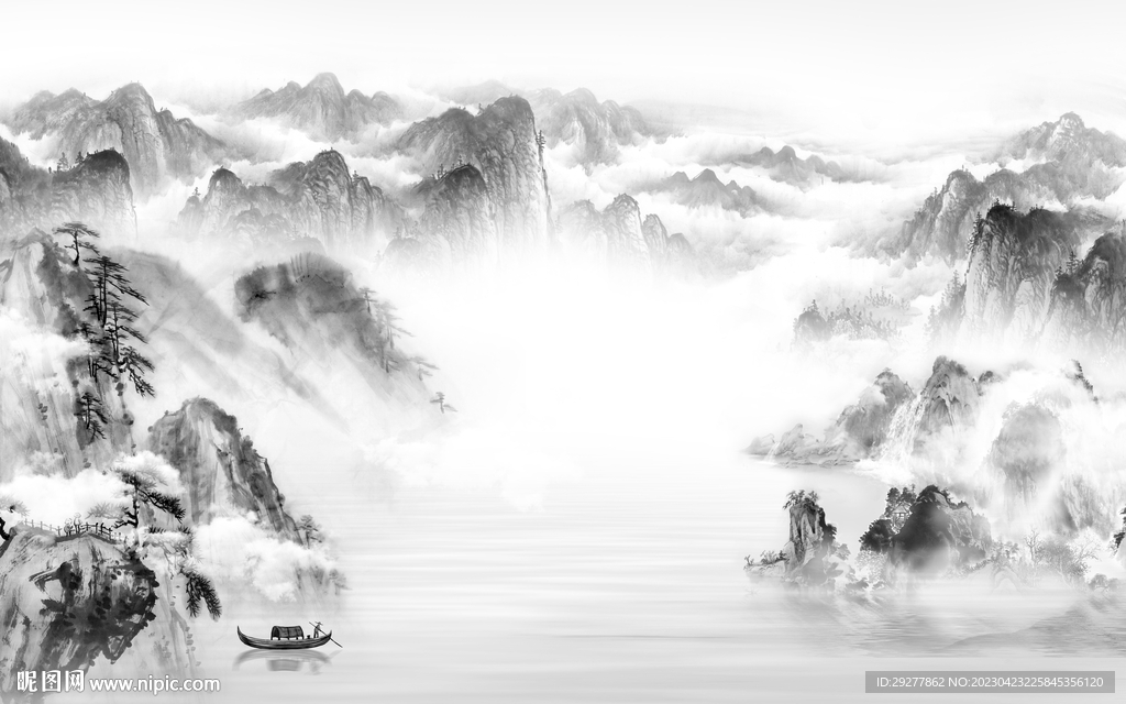 意境 客厅高档山水 TIf分层