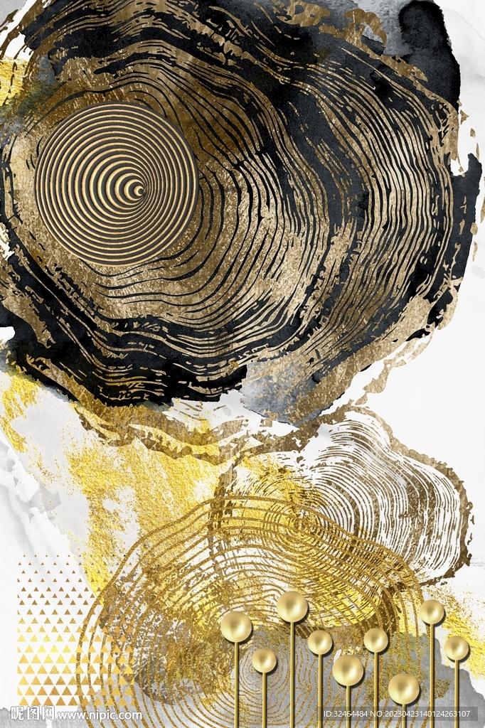抽象年轮几何玄关画