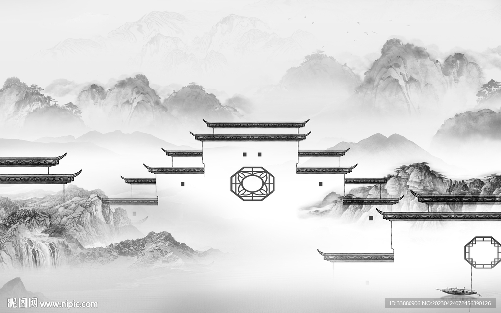 高清 爆款意境山水 tif分层