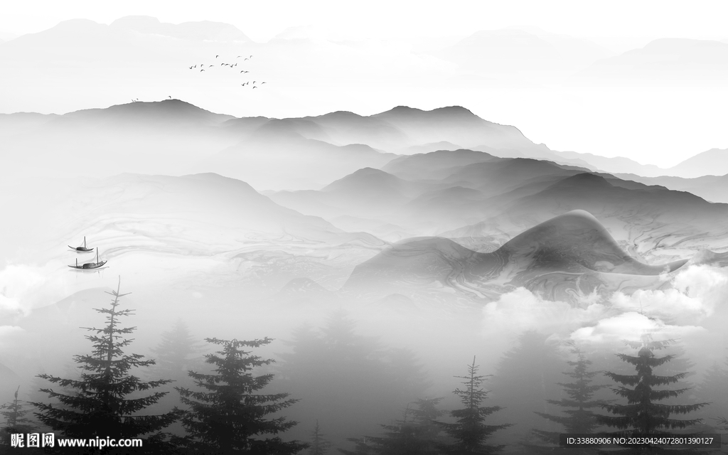 简约 爆款意境山水 tif分层