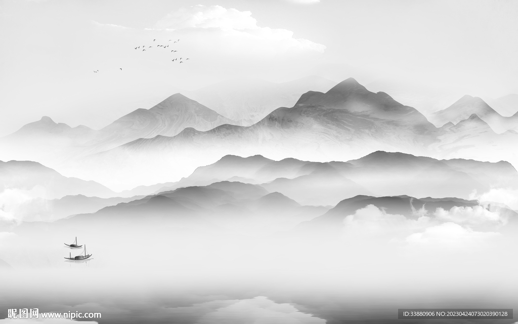 现代 爆款意境山水 tif分层