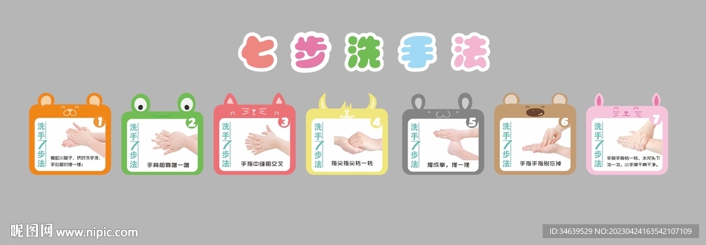 七步洗手法图片