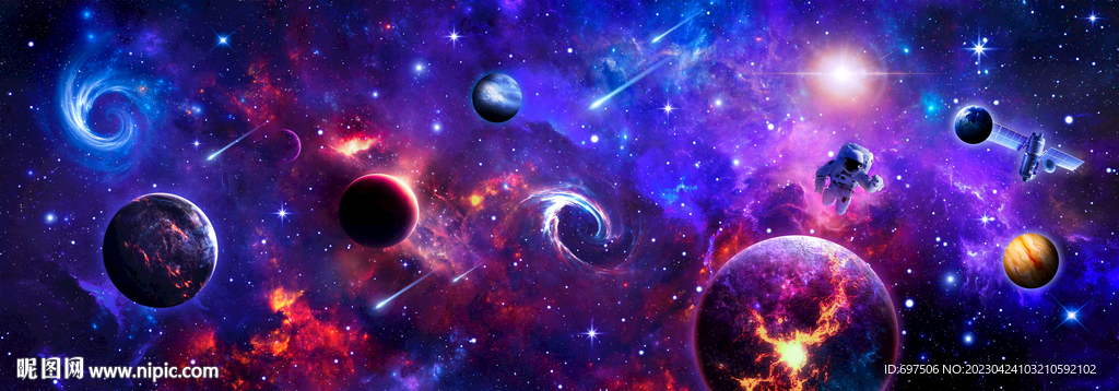 梦幻银河星空外太空星球宇宙背景