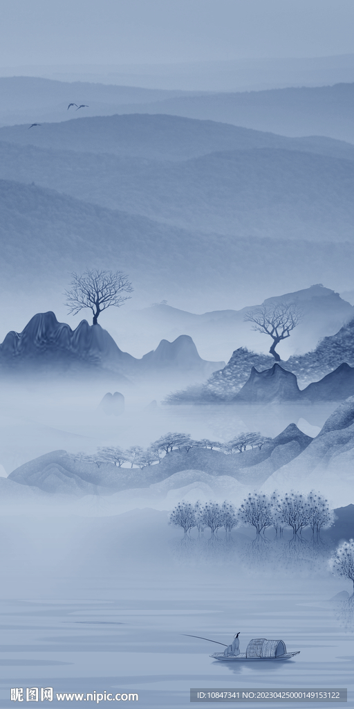 新款 山水玄关墙画 TIF分层