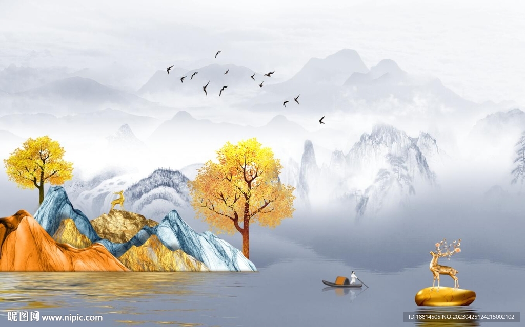 简约山水背景墙