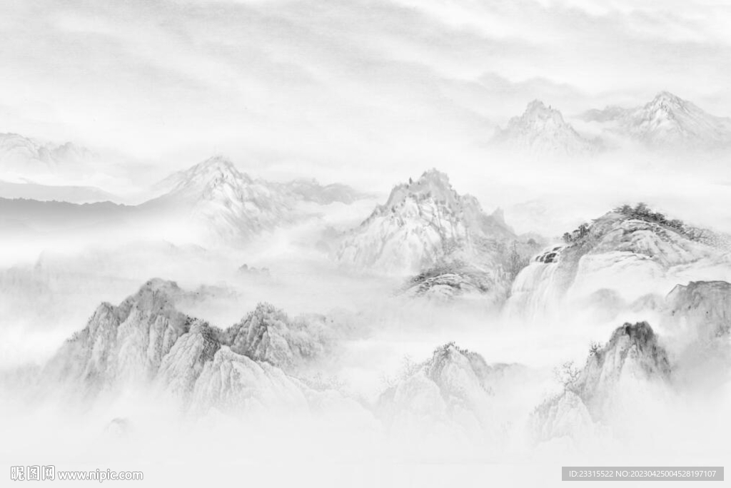 新中式山水背景墙