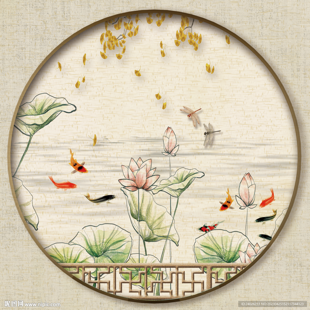 圆形中式花鸟图