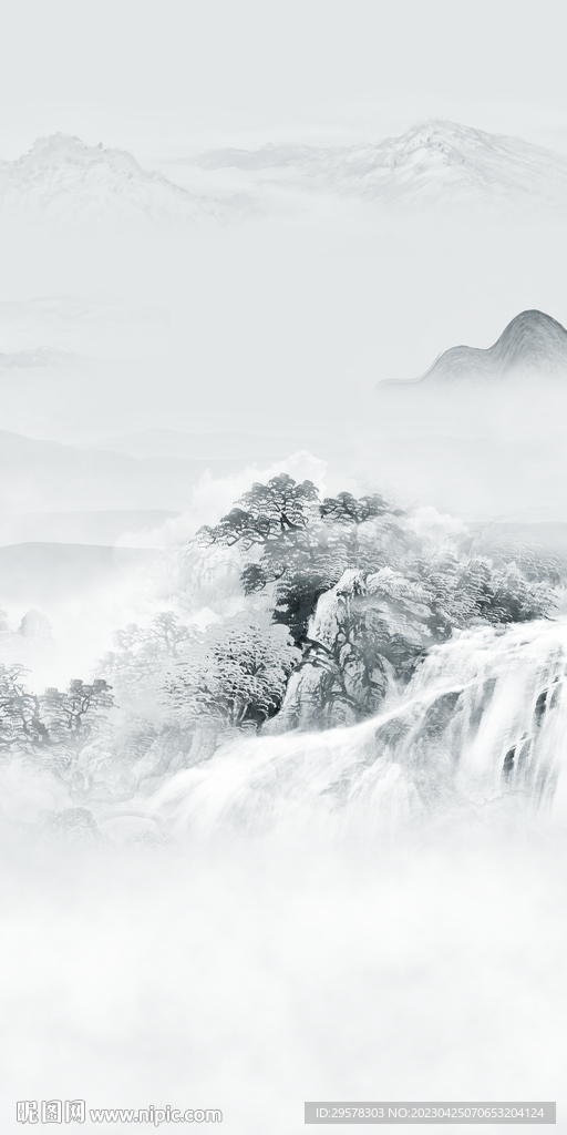 现代 简约山水玄关 TIf分层