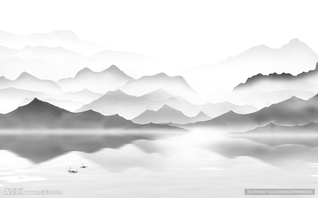 最新 灰色高档山水 tif分层