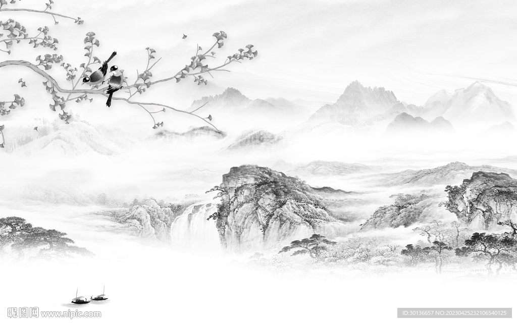 别墅 灰色高档山水 tif分层