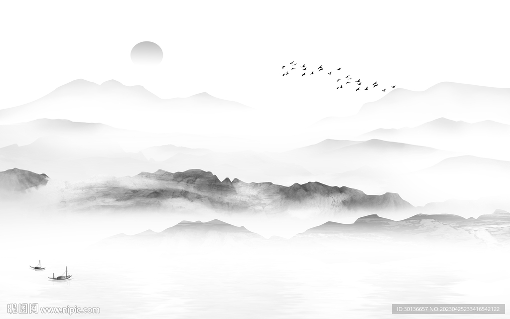 大气 灰色高档山水 tif分层