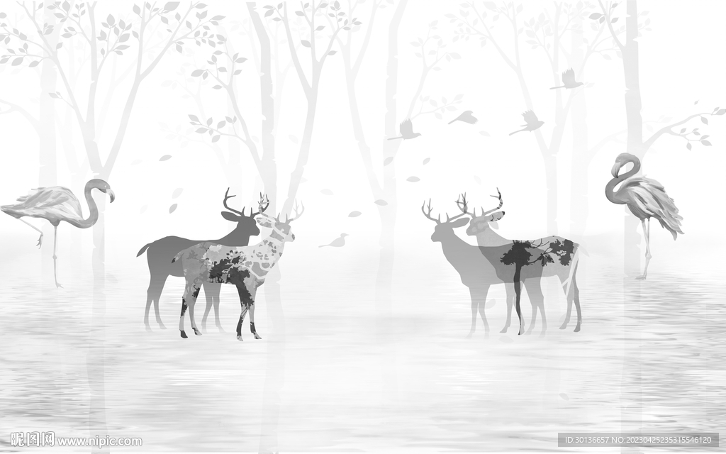 高端 新灰色装饰画 TIF分层